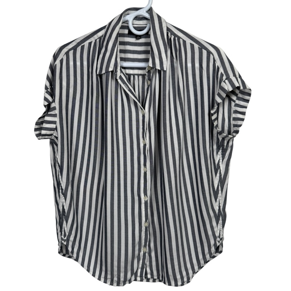 Madewell Black and White Striped Button-Down Shirt